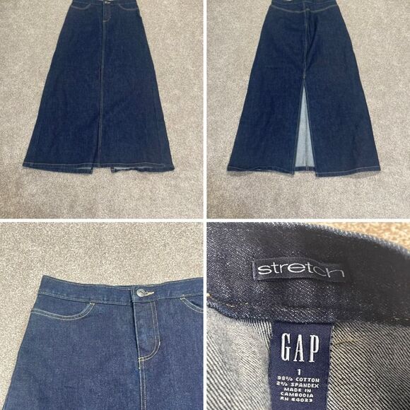 GAP denim Jean Skirt sz 1R Maxi Stretch Straight Classic Western Preppy y2k - Picture 1 of 12